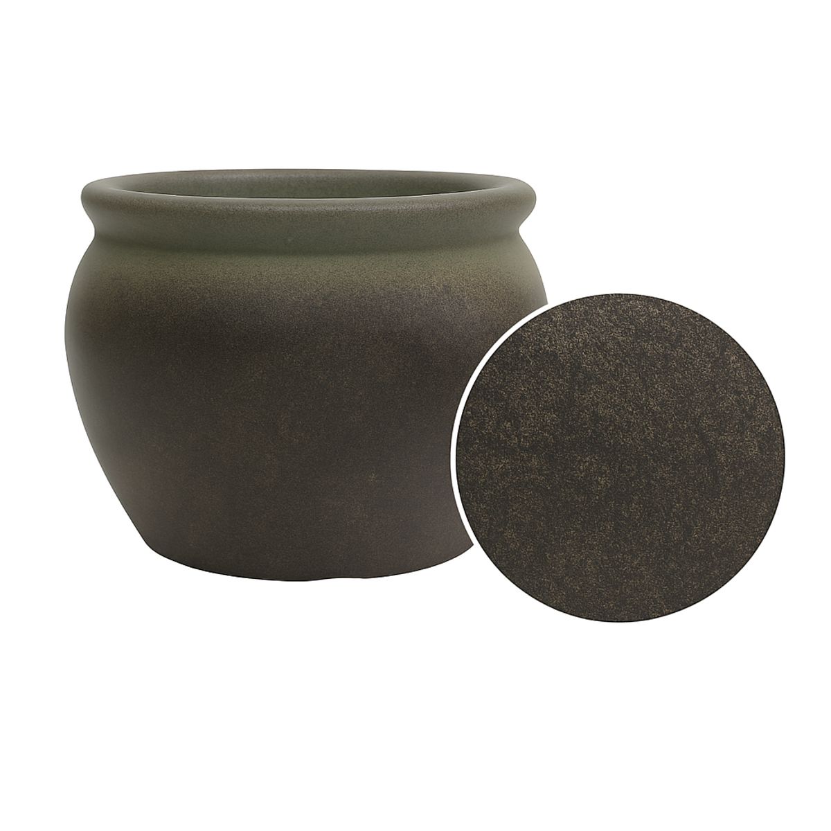 NECTAR - Macetero Rumania Patina Gris Redondo Poliresina Diámetro 48 cm x Alto 37 cm