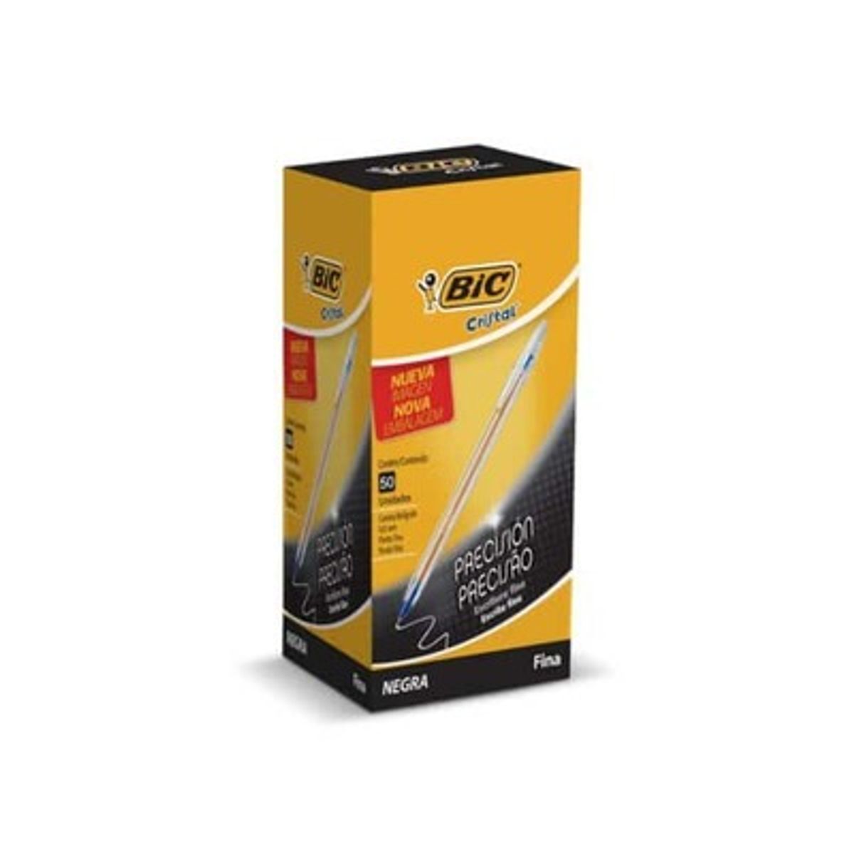 GENERICO - Bic Lápiz Pasta Punta Fina Cristal 50 Unidades- NEGRO