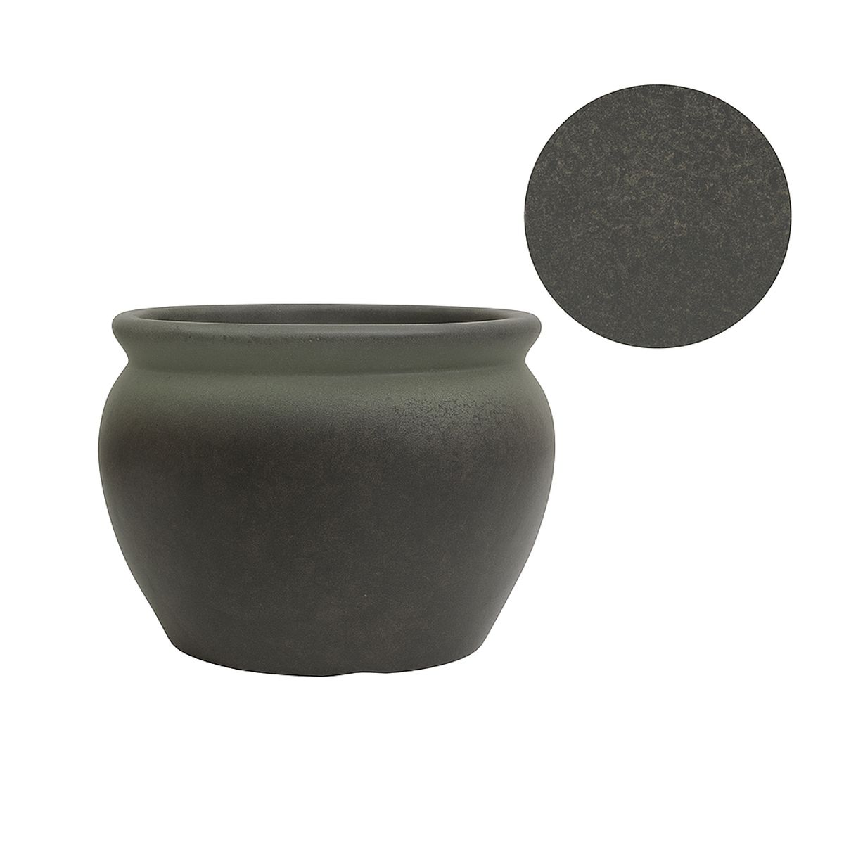 NECTAR - Macetero Rumania Patina Gris Redondo Poliresina Diámetro 36,5 cm x Alto 28,2 cm