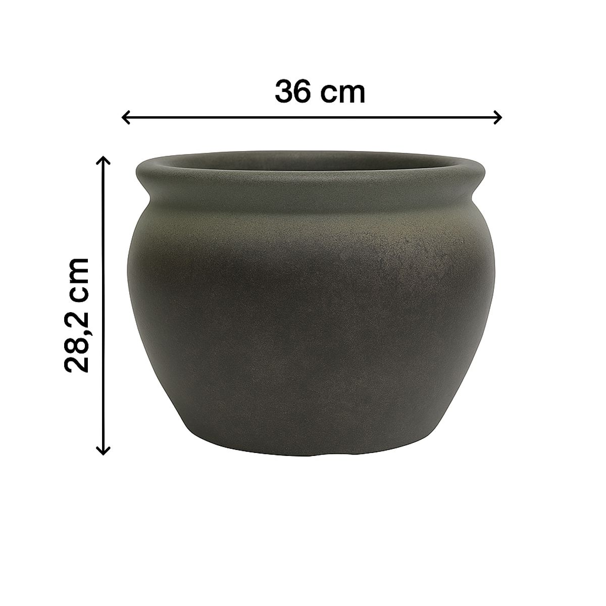 NECTAR - Macetero Rumania Patina Gris Redondo Poliresina Diámetro 36,5 cm x Alto 28,2 cm