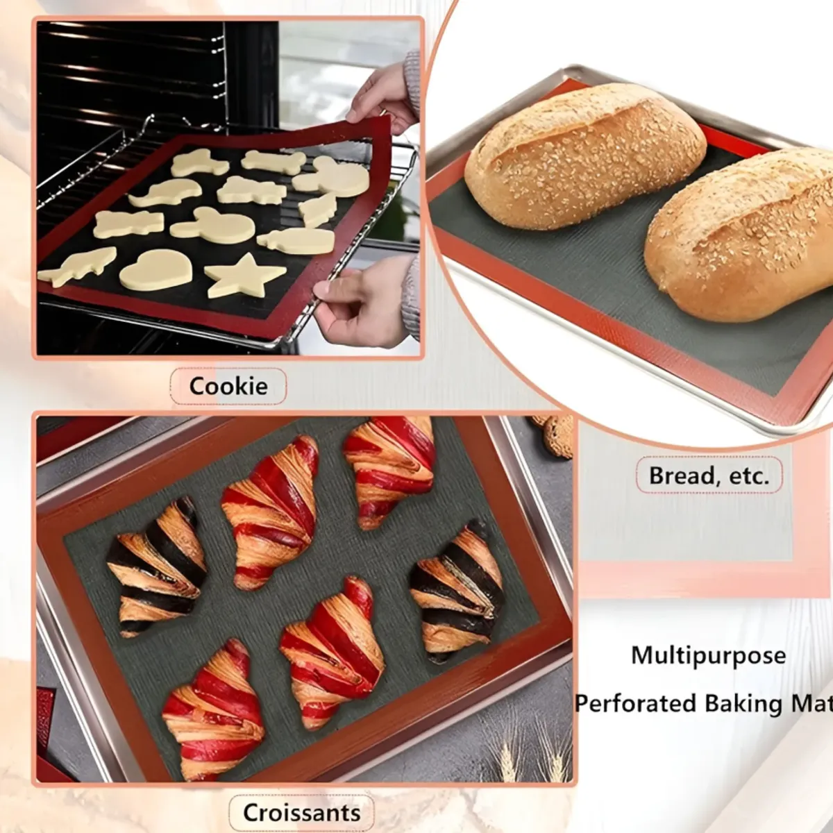 GENERICO - Alfombrilla Tapete De Silicón Microperforados Hornear Cocina