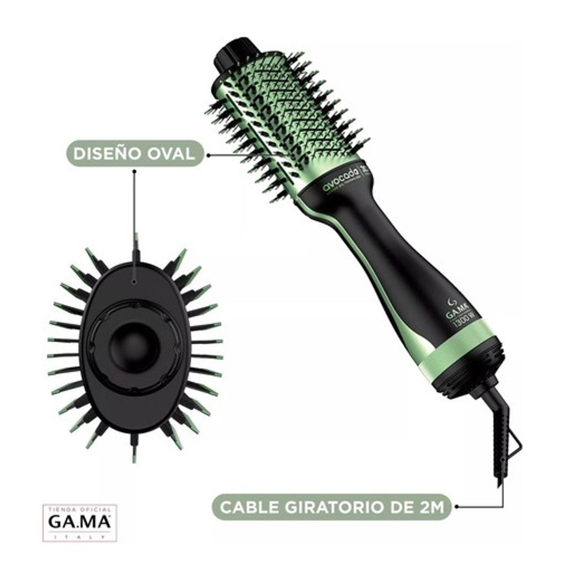 GAMA - Cepillo Secador Gama Stylish Avocado 3d Secador  Ultra Ion 1300W