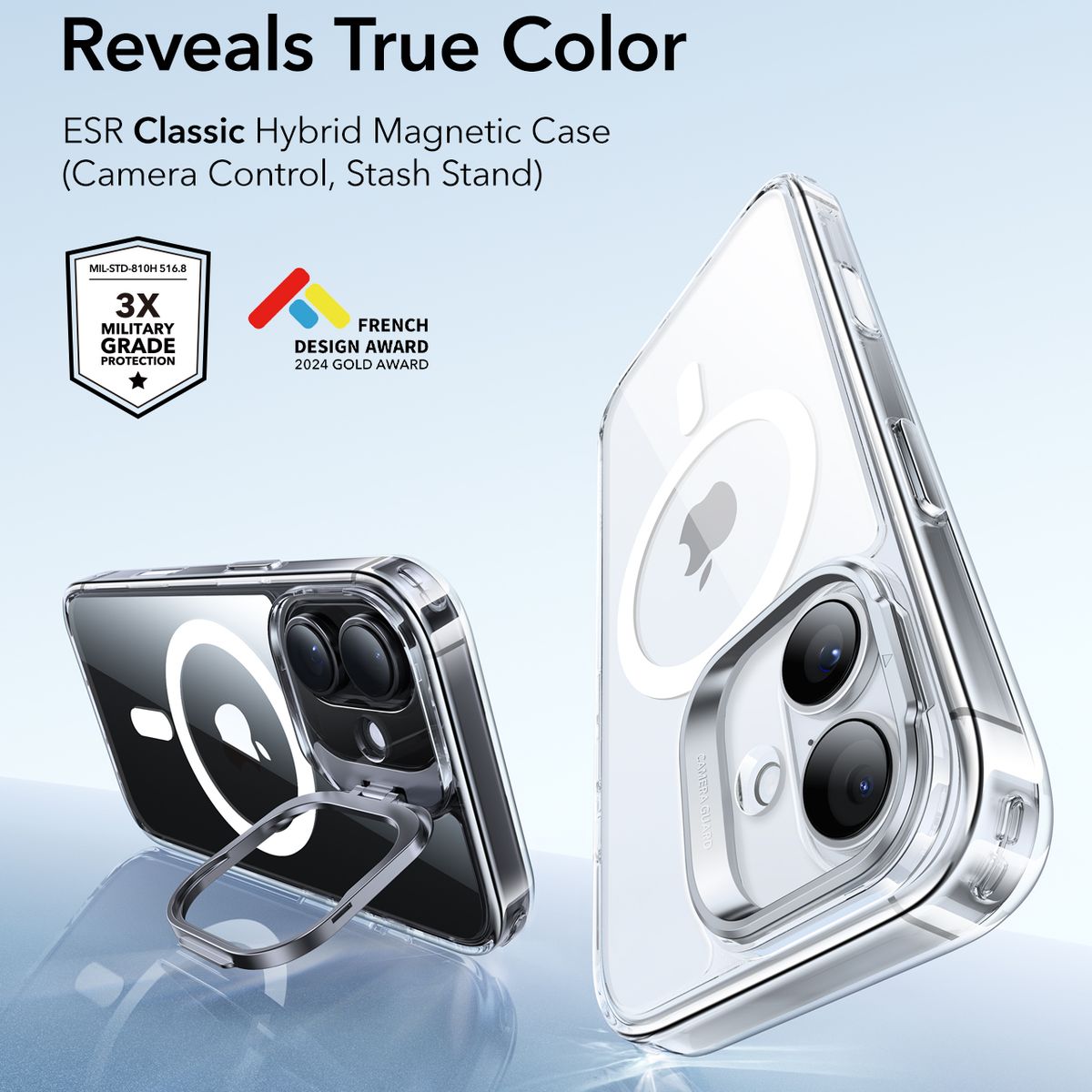 ESR - Carcasa ESR Para iPhone 17 Air Hybrid Stash Stand Transparente