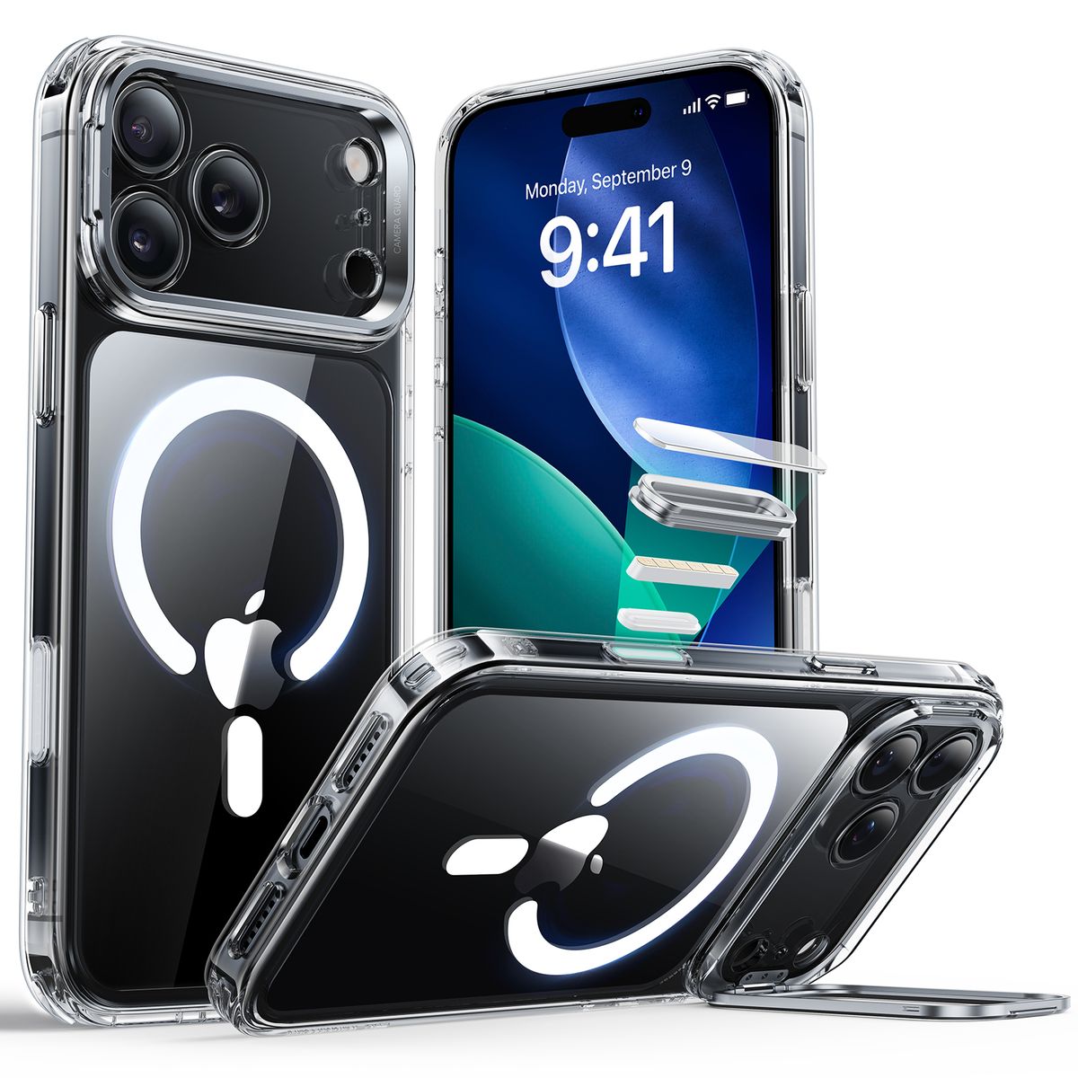 ESR - Carcasa ESR Para iPhone 17 Pro Max Hybrid Stash Stand Transparente