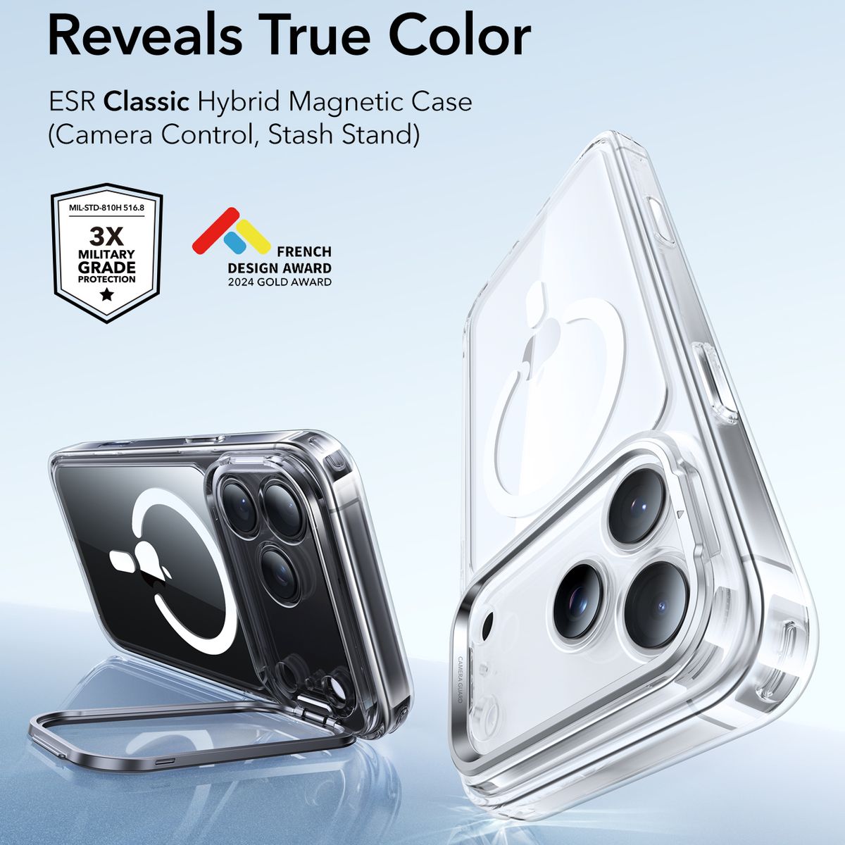 ESR - Carcasa ESR Para iPhone 17 Pro Max Hybrid Stash Stand Transparente