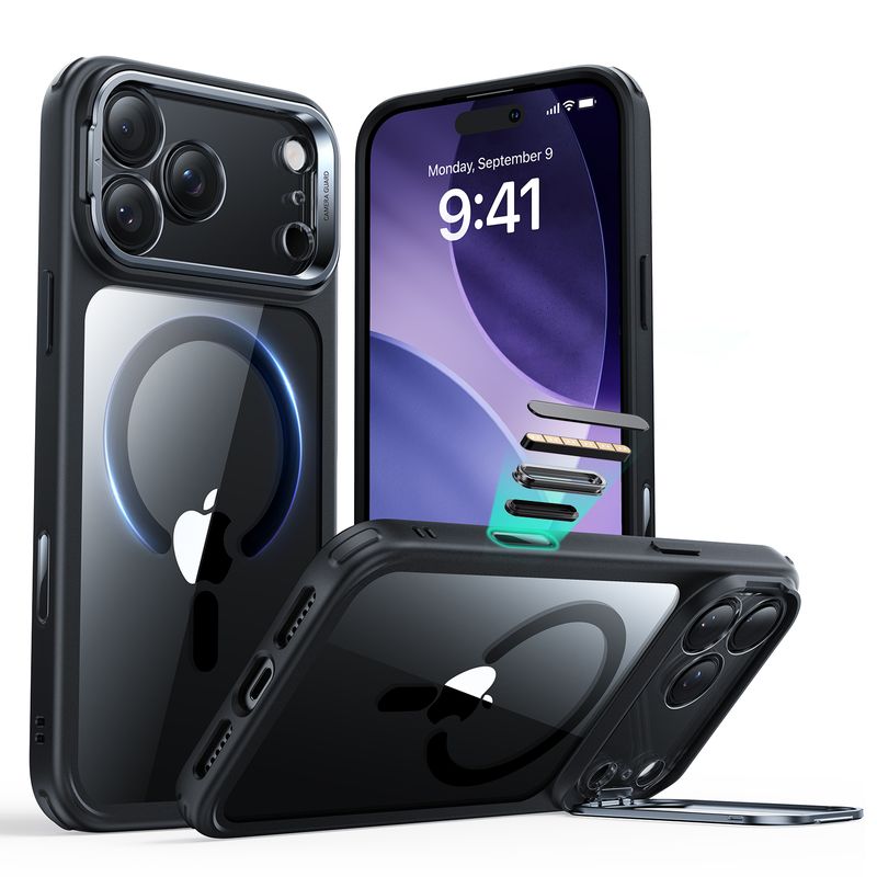 ESR - Carcasa ESR Para iPhone 17 Pro Max Hybrid Stash Stand Negro