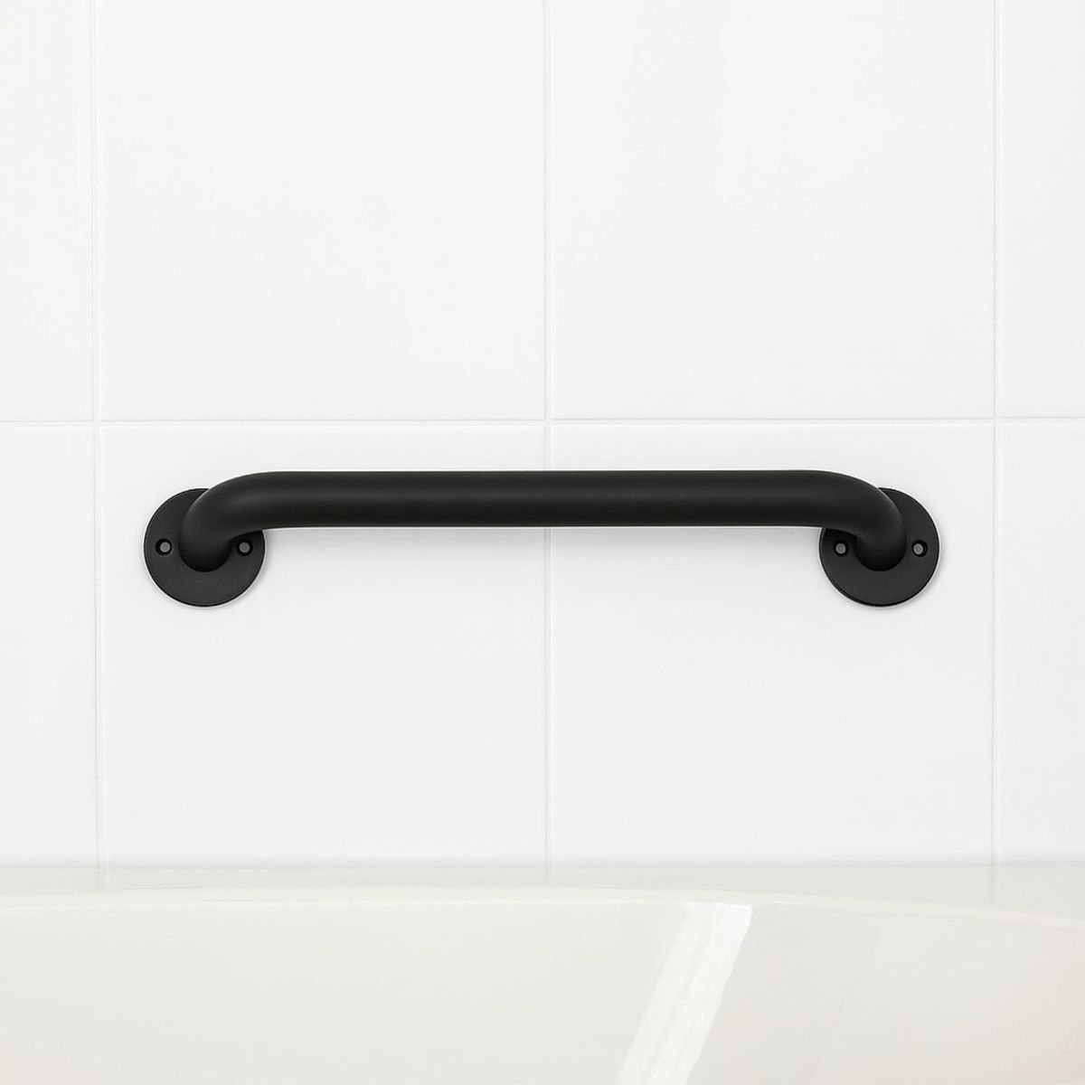 GLOMED - Barra Seguridad Baño Acero Inoxidable 30 cm - Negro