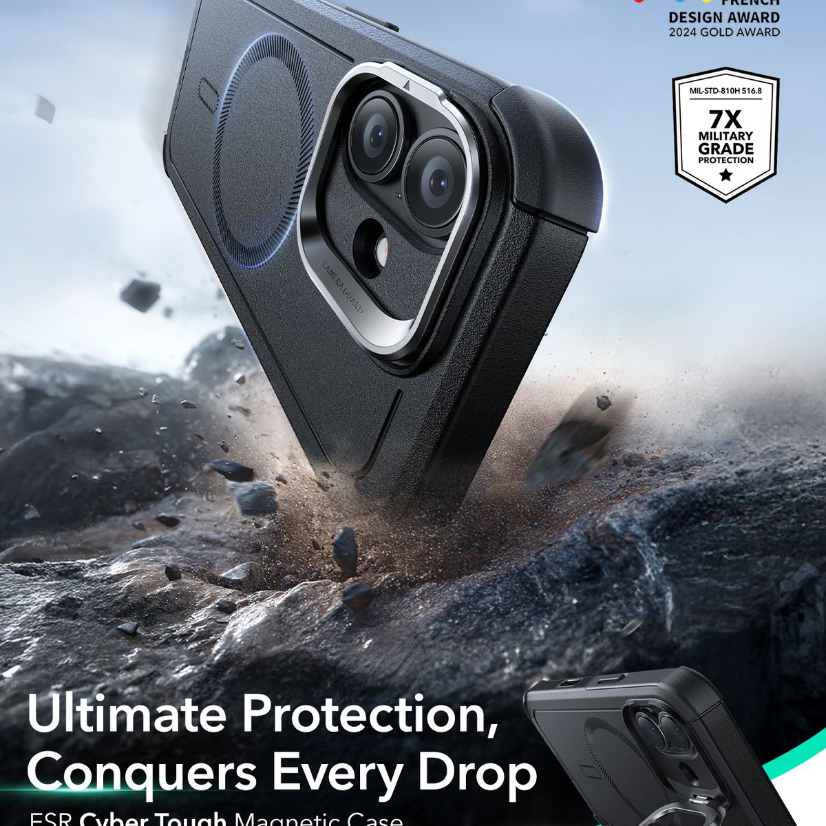 ESR - Carcasa ESR Para iPhone 17 Air Cyber Armor Negro