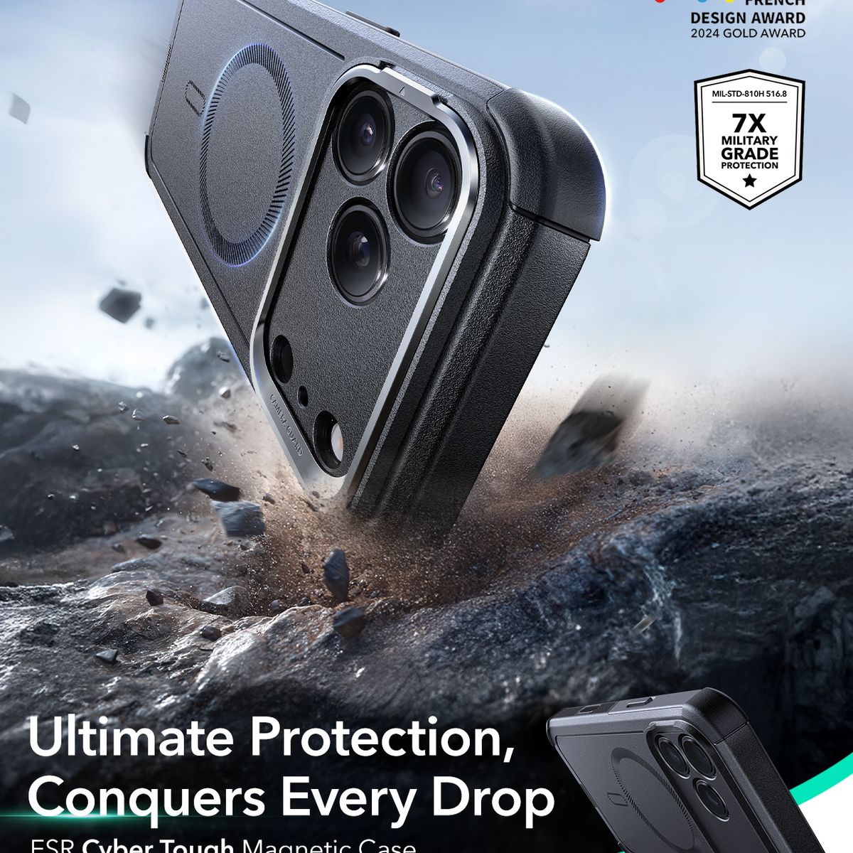 ESR - Carcasa ESR Para iPhone 17 Pro Cyber Armor Negro