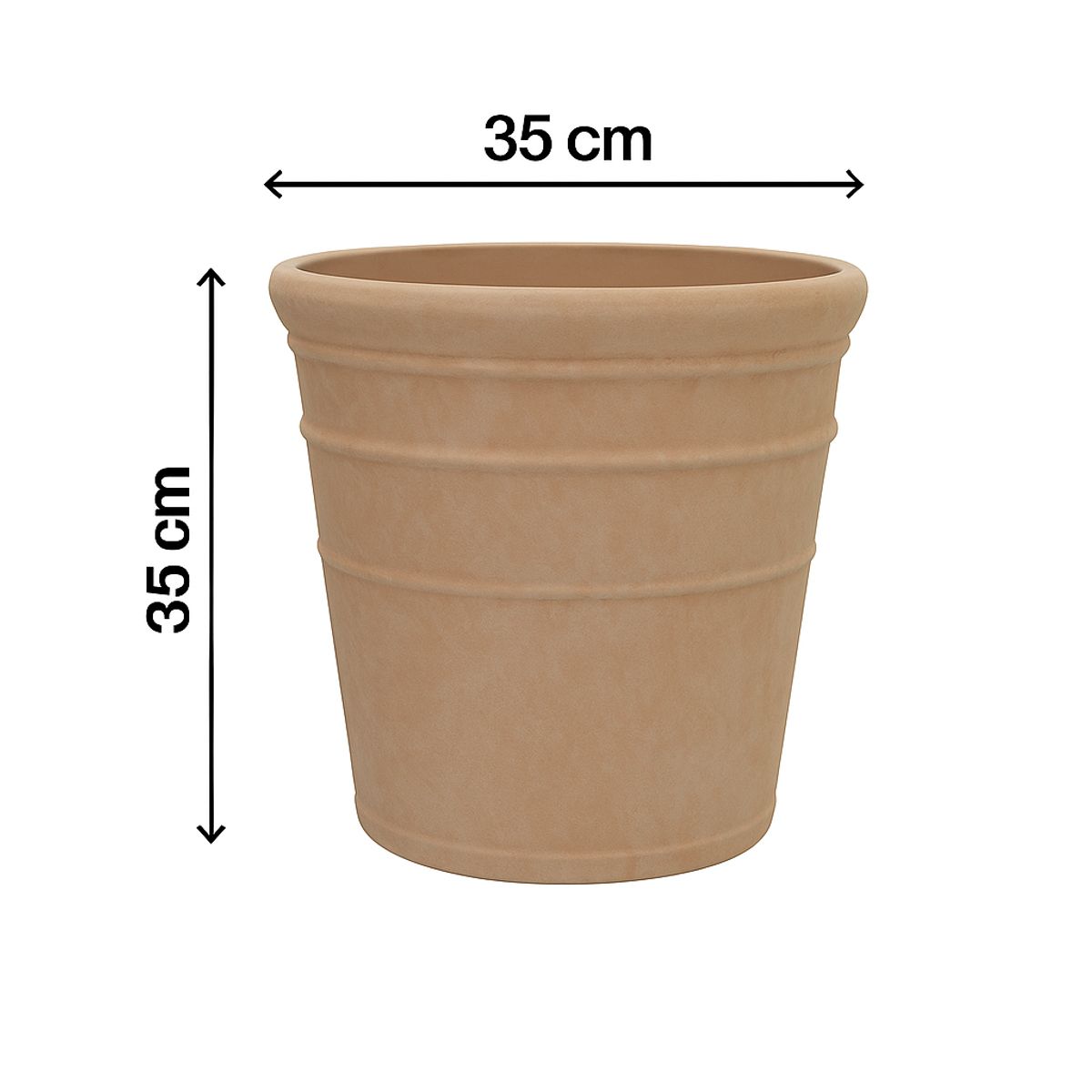 NECTAR - Macetero Copenhague Patina Arena Redondo Poliresina Diámetro 35 cm x Alto 35 cm