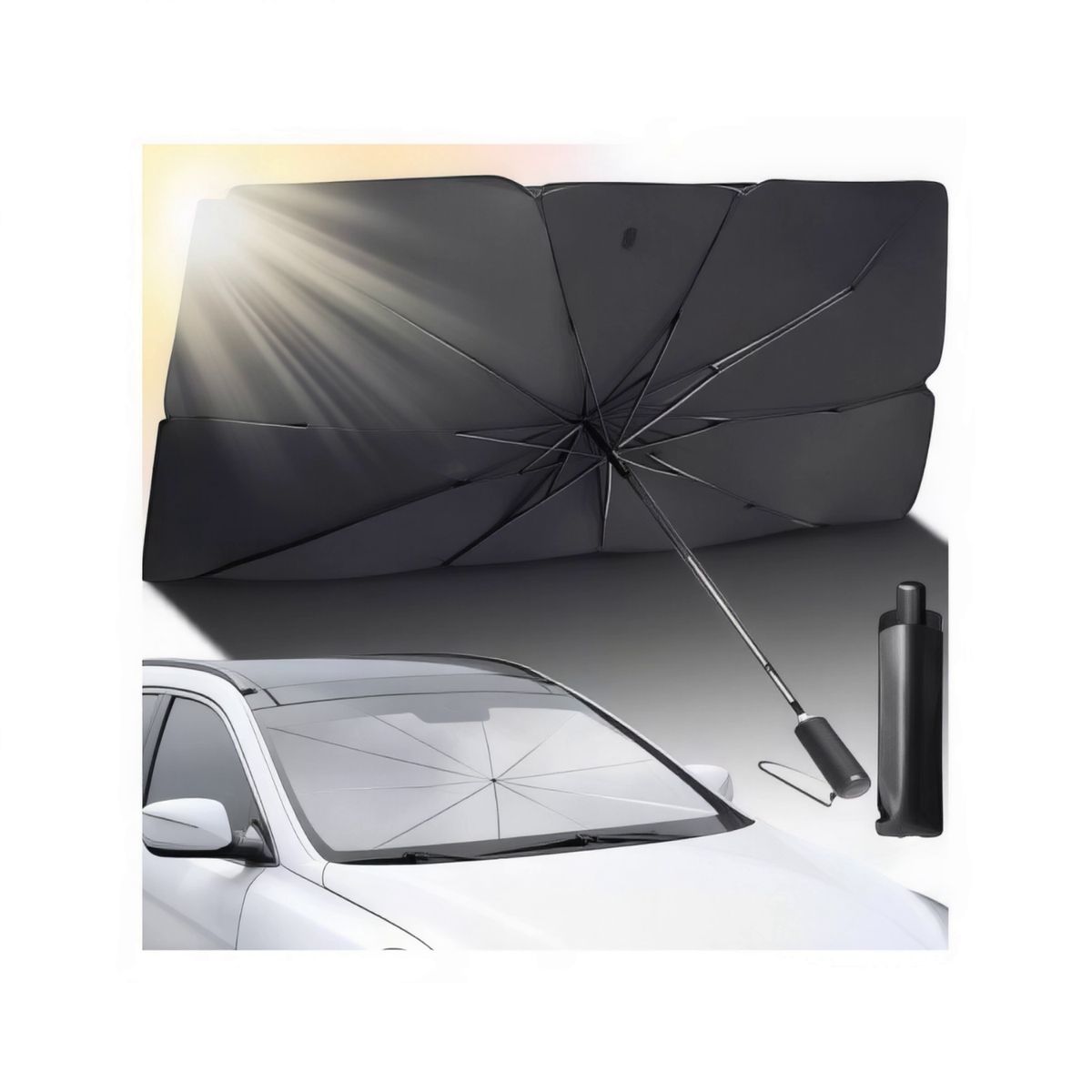 MOVI - Parasol Plegable Tipo Paraguas Auto con Filtro UV Protector
