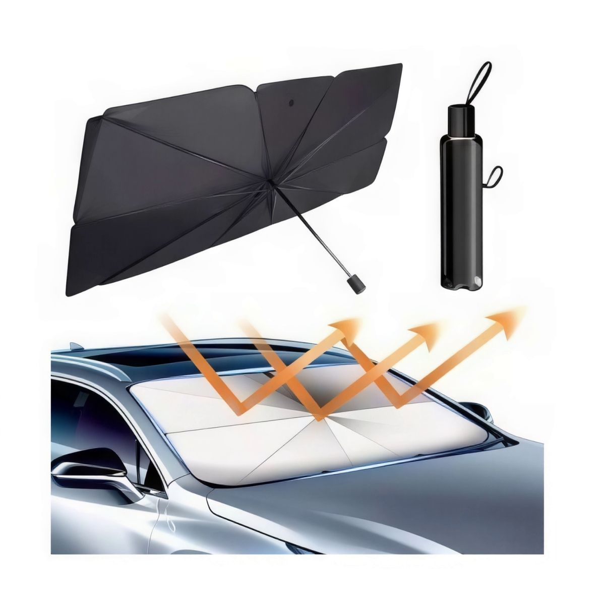 MOVI - Parasol Plegable Tipo Paraguas Auto con Filtro UV Protector
