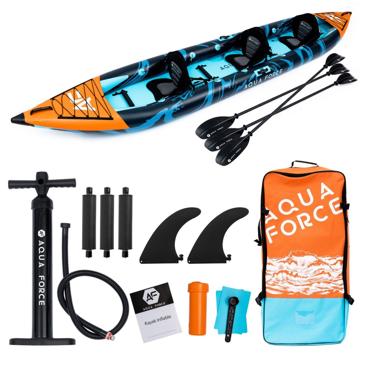 AQUA FORCE - KAYAK INFLABLE DROP STITCH 3 PERSONAS 500 CM HONU