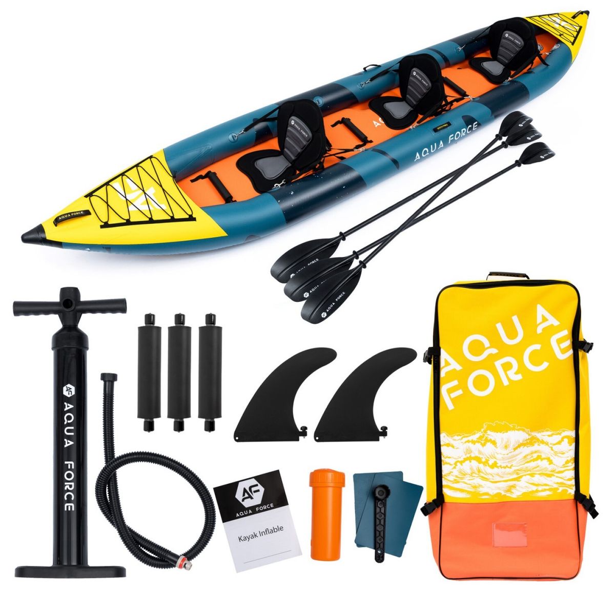 AQUA FORCE - KAYAK INFLABLE DROP STITCH 3 PERSONAS 500 CM PAKI