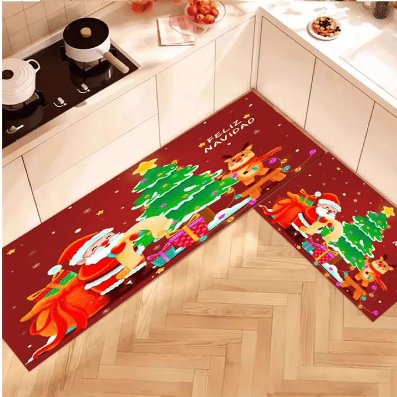 GENERICO - Alfombra pack 2 cocina levantadoras Navidad