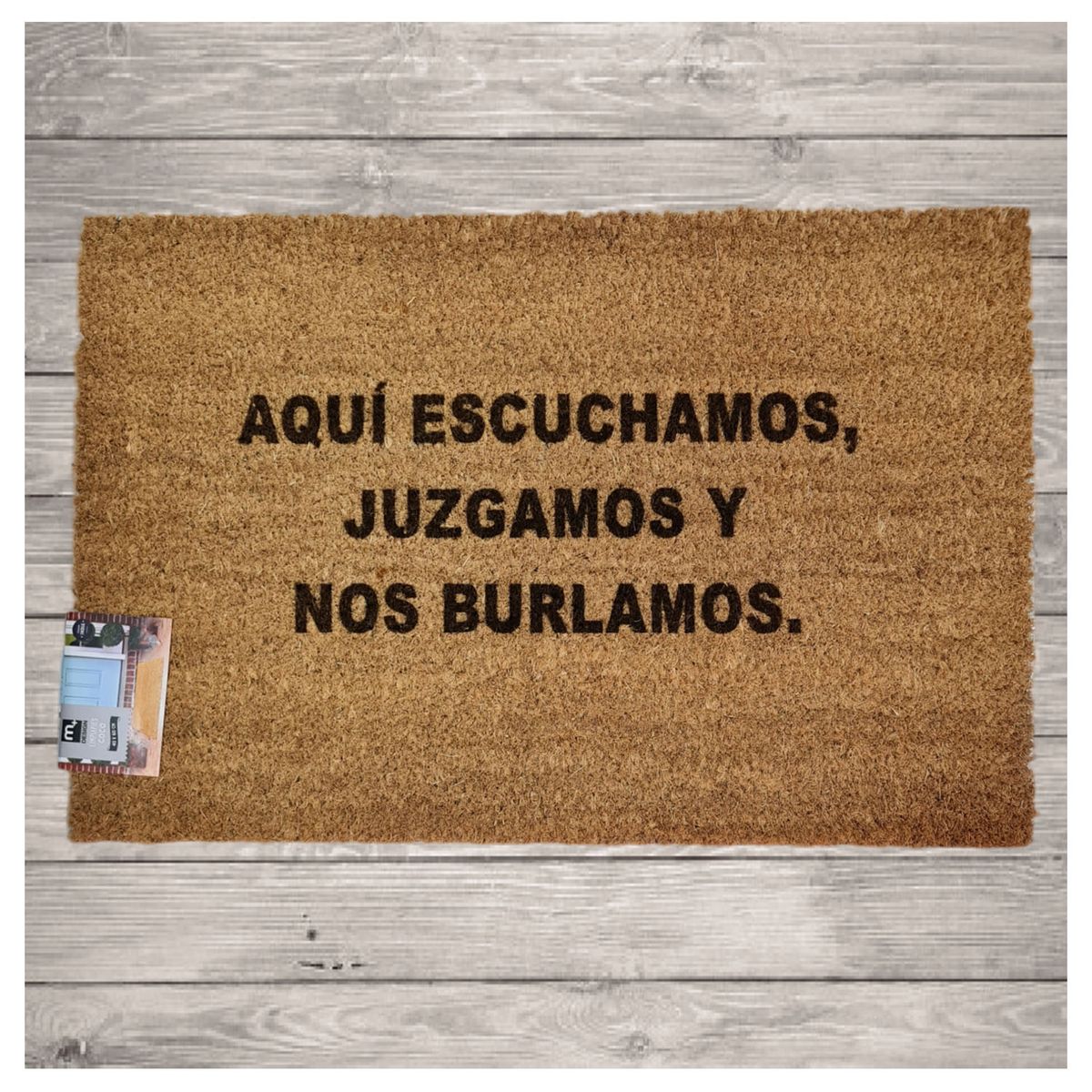 MORLAN - Alfombra Limpia Pies Tapete Personalizada Aquí Escuchamos Fibra De Coco