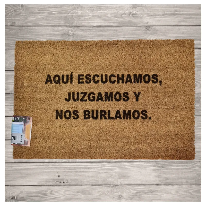 MORLAN - Alfombra Limpia Pies Personalizada Aquí Escuchamos Fibra De Coco