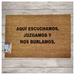 MORLAN - Alfombra Limpia Pies Tapete Personalizada Aquí Escuchamos Fibra De Coco