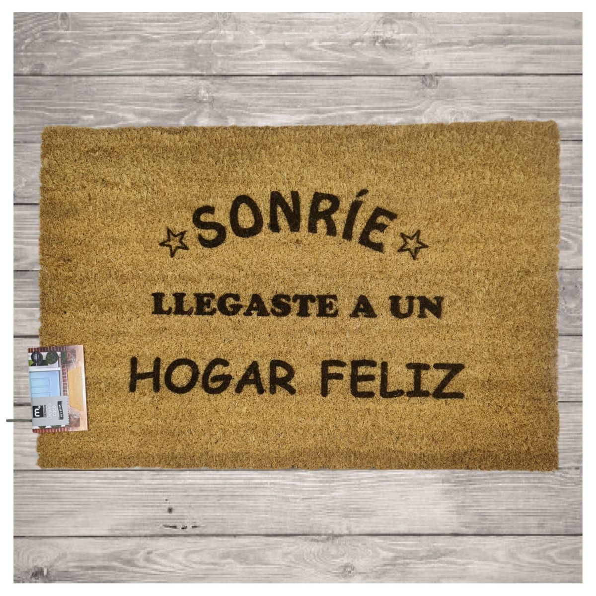 MORLAN - Alfombra Limpia Pies Tapete Personalizada Sonríe Fibra De Coco