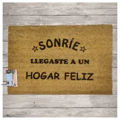 MORLAN - Alfombra Limpia Pies Personalizada Sonríe Fibra De Coco
