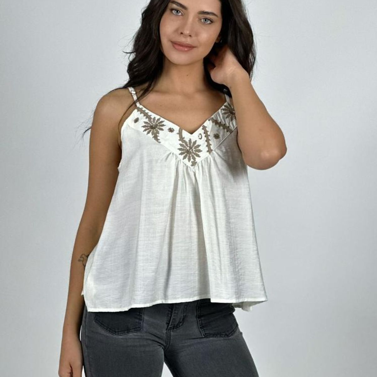 ENIGMATICA BOUTIQUE - Polera Lino Lencera Bordes Boho