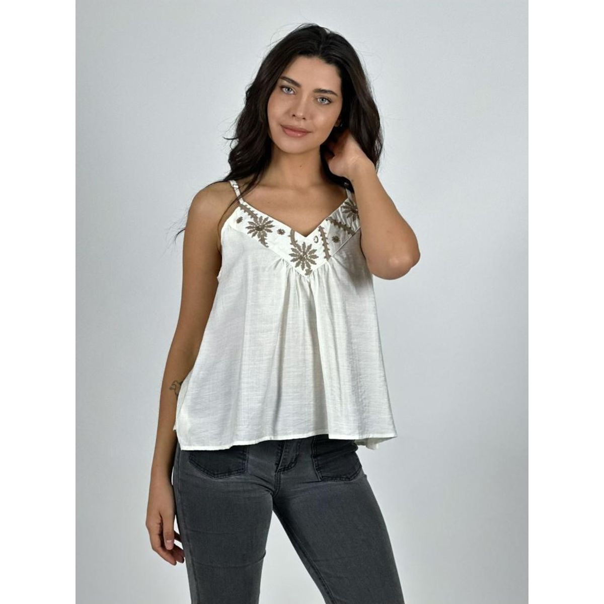 ENIGMATICA BOUTIQUE - Polera Lino Lencera Bordes Boho