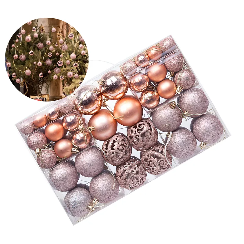 GENERICO - 100 Piezas De Decoración Navideña Esferas Oro Rosa Brillantes