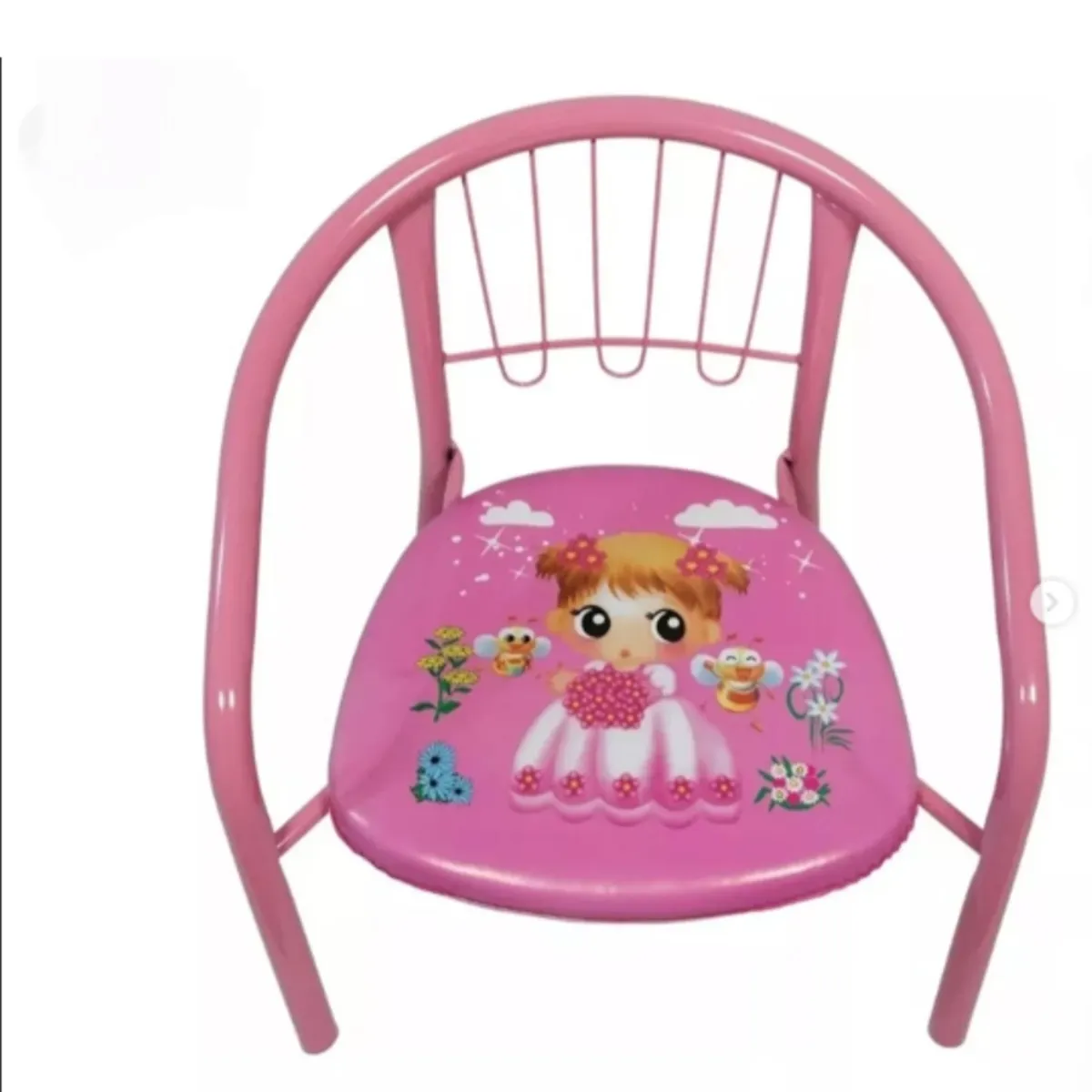 GENERICO - Silla metalica para niños hasta 5 años Rosa