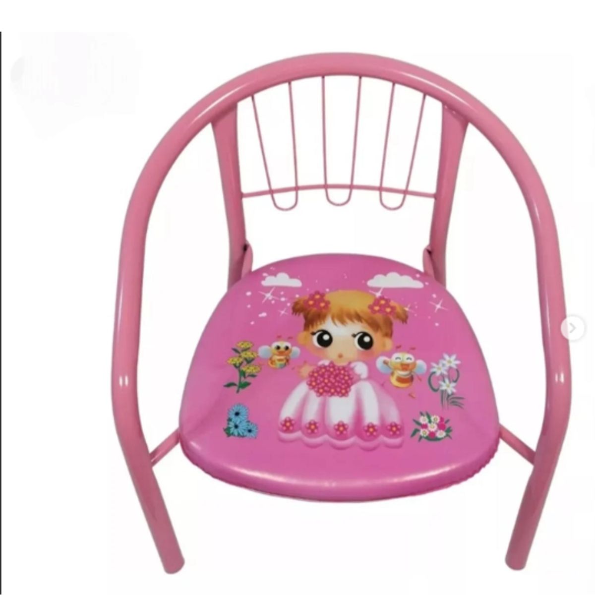 GENERICO - Silla metalica para niños hasta 5 años Rosa