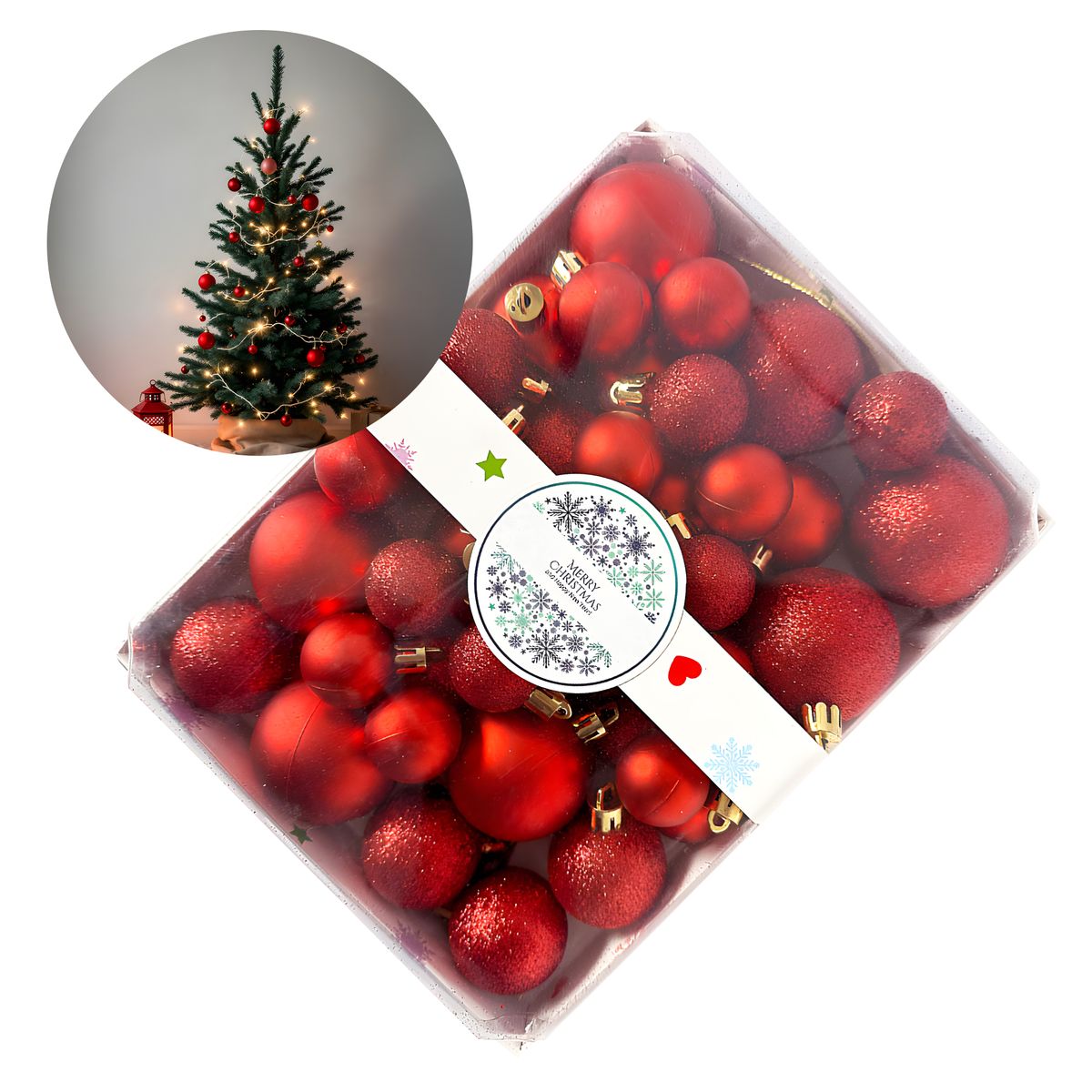 GENERICO - 42 Esferas de Navidad 3,4,5 cm Pack Adorno y Decoración Rojas