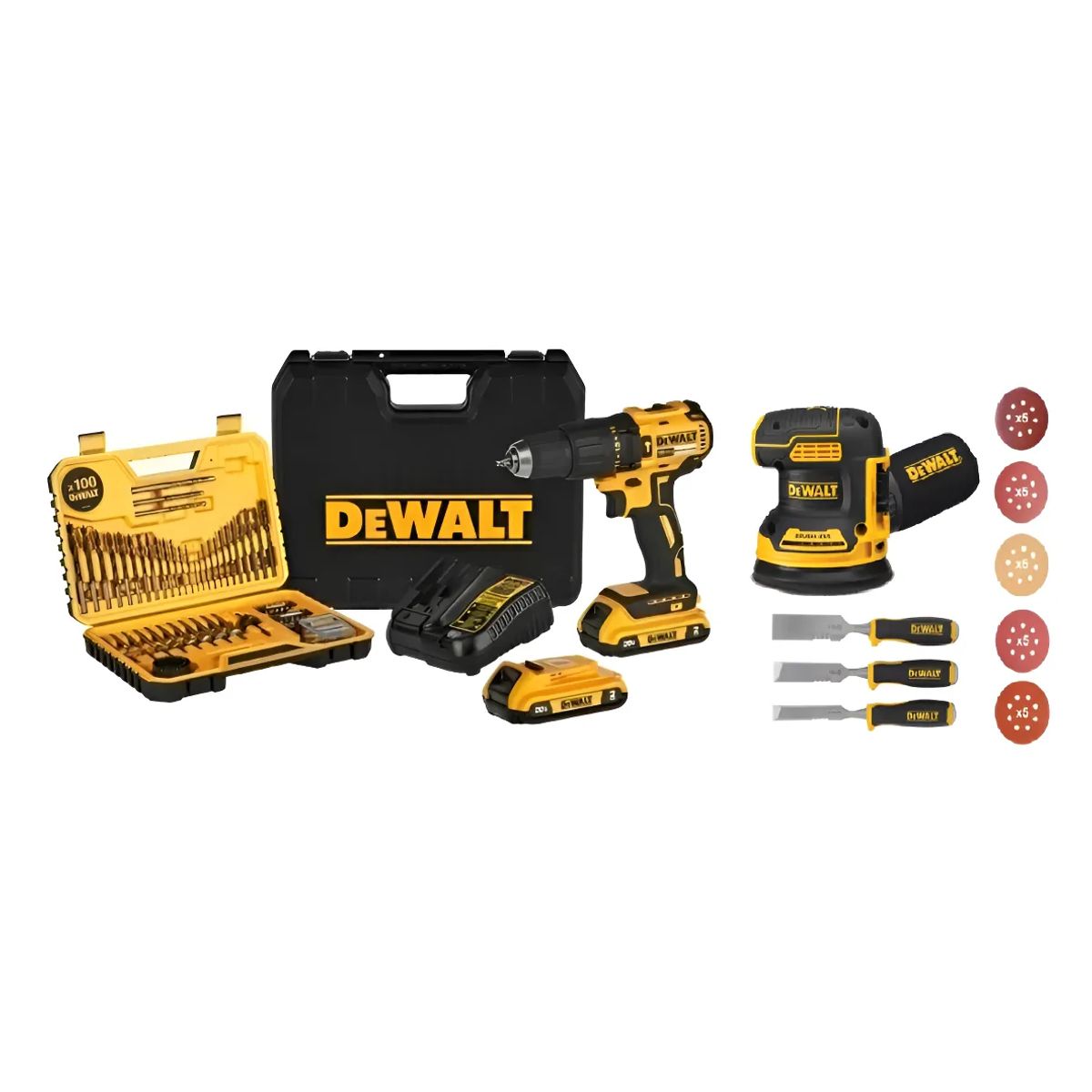 DEWALT - Kit Dewalt Dcd7781d2-b2 +lijadora Dcw210b + 100 Acc + Discos