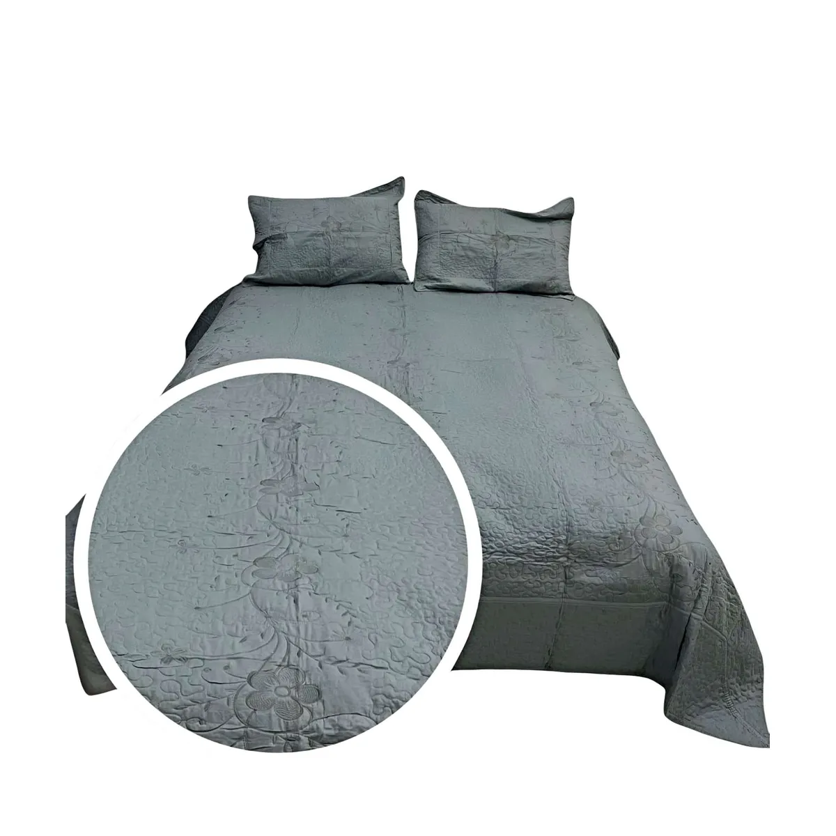 GENERICO - QUILT CUBRECAMA DE VERANO PLAZA Y MEDIA BORDADO A7