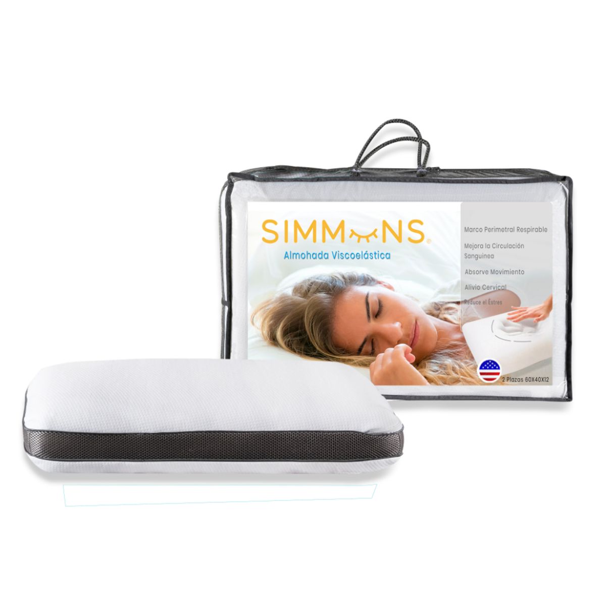 SIMMONS - Almohada Simmons Visco 60x40