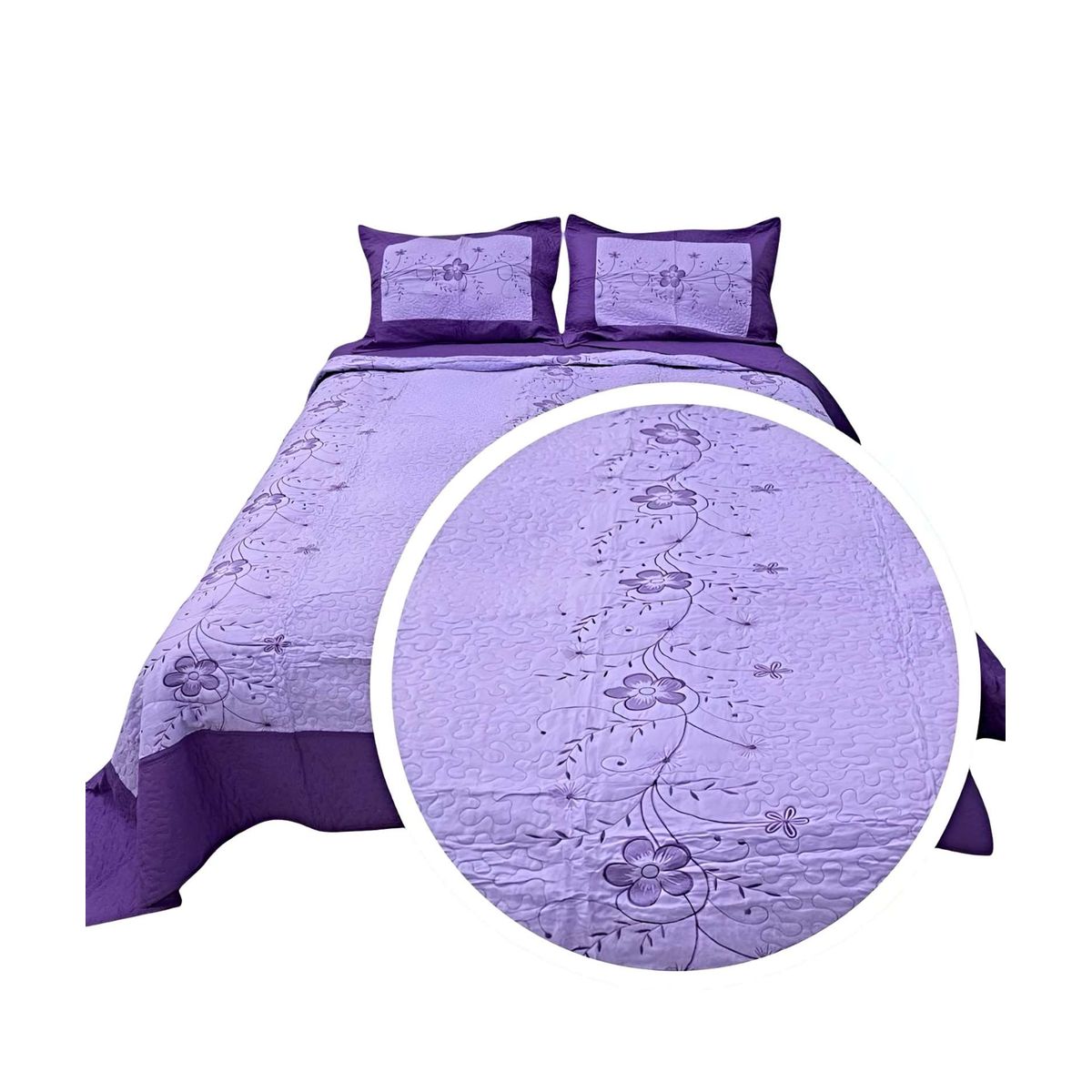 GENERICO - QUILT CUBRECAMA DE VERANO 2 PLAZAS BORDADO A4