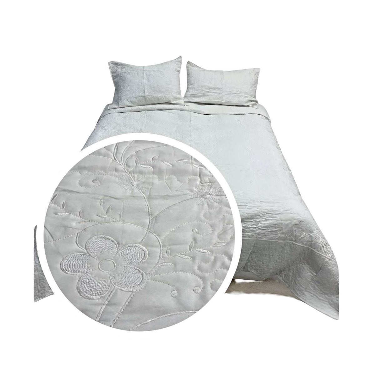 GENERICO - QUILT CUBRECAMA VERANO KING-SUPER KING BORDADO A8