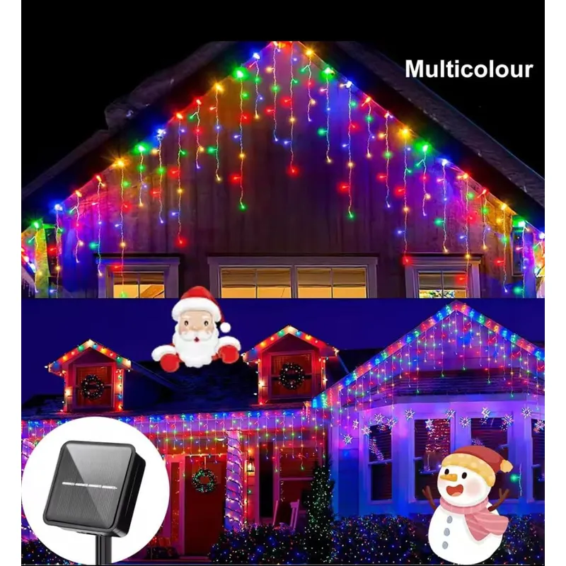 GENERICO - Guirnalda de Cascada Solar Multicolor 240 Led 5 Metros