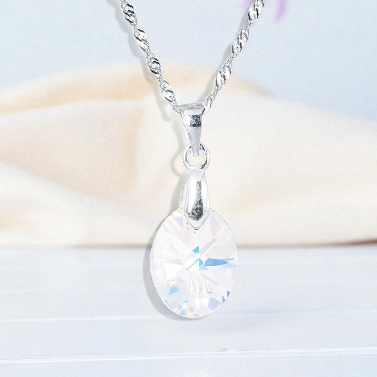 JOYAS MONTERO - Collar Gran Praga Plata Italiana 925 y Cristales Aurora Boreal