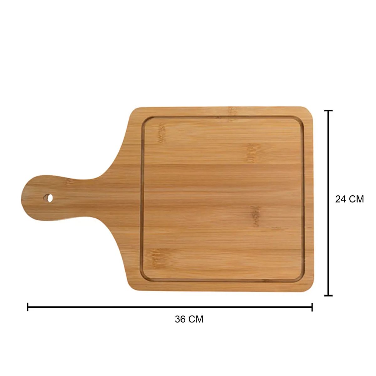 TOPSOC - Tabla Madera Cuadrada Con Asa 36cm