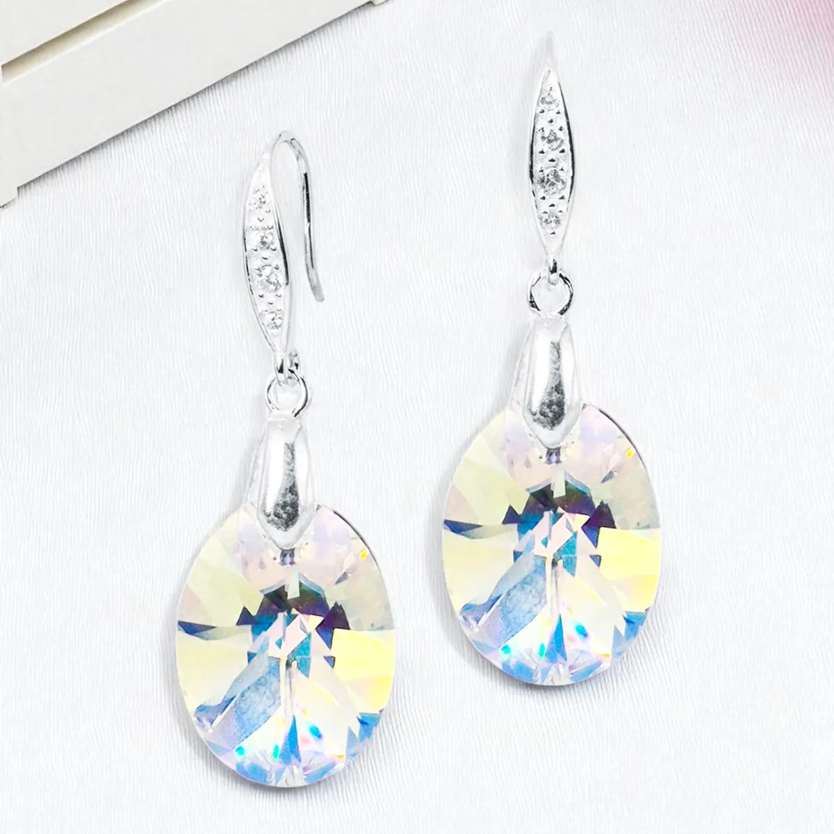 JOYAS MONTERO - Aros Gran Praga Plata 925 creado cristales de Swarovski® Aurora Boreal