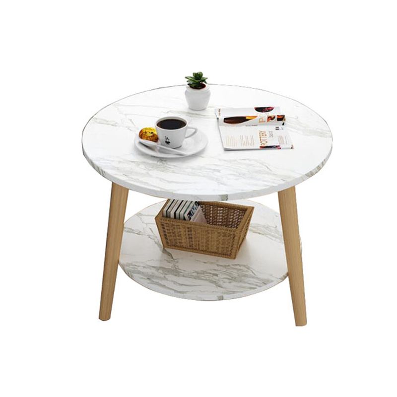 GENERICO - Mesa De Centro Redonda 2 Niveles Blanco 60cm