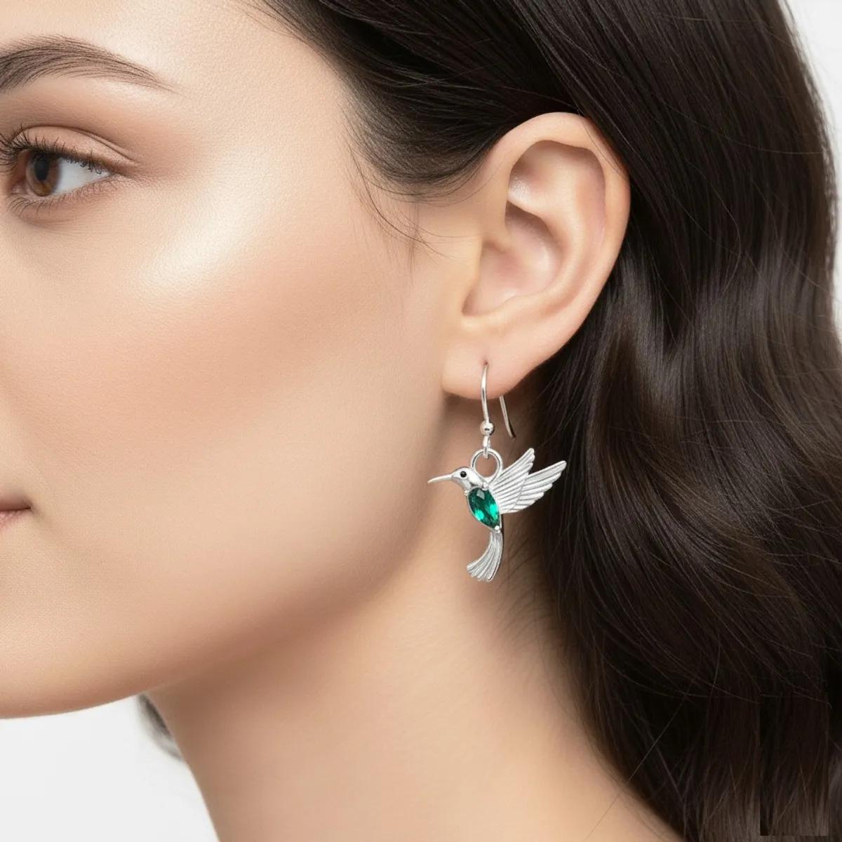 TODOJOYAS - Aros Colgate Colibrí Ave Cristal Verde