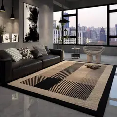 GENERICO - ALFOMBRA BEIGE 150X200 DISEÑO ELEGANTE LINEAS DECORATIVAS MP