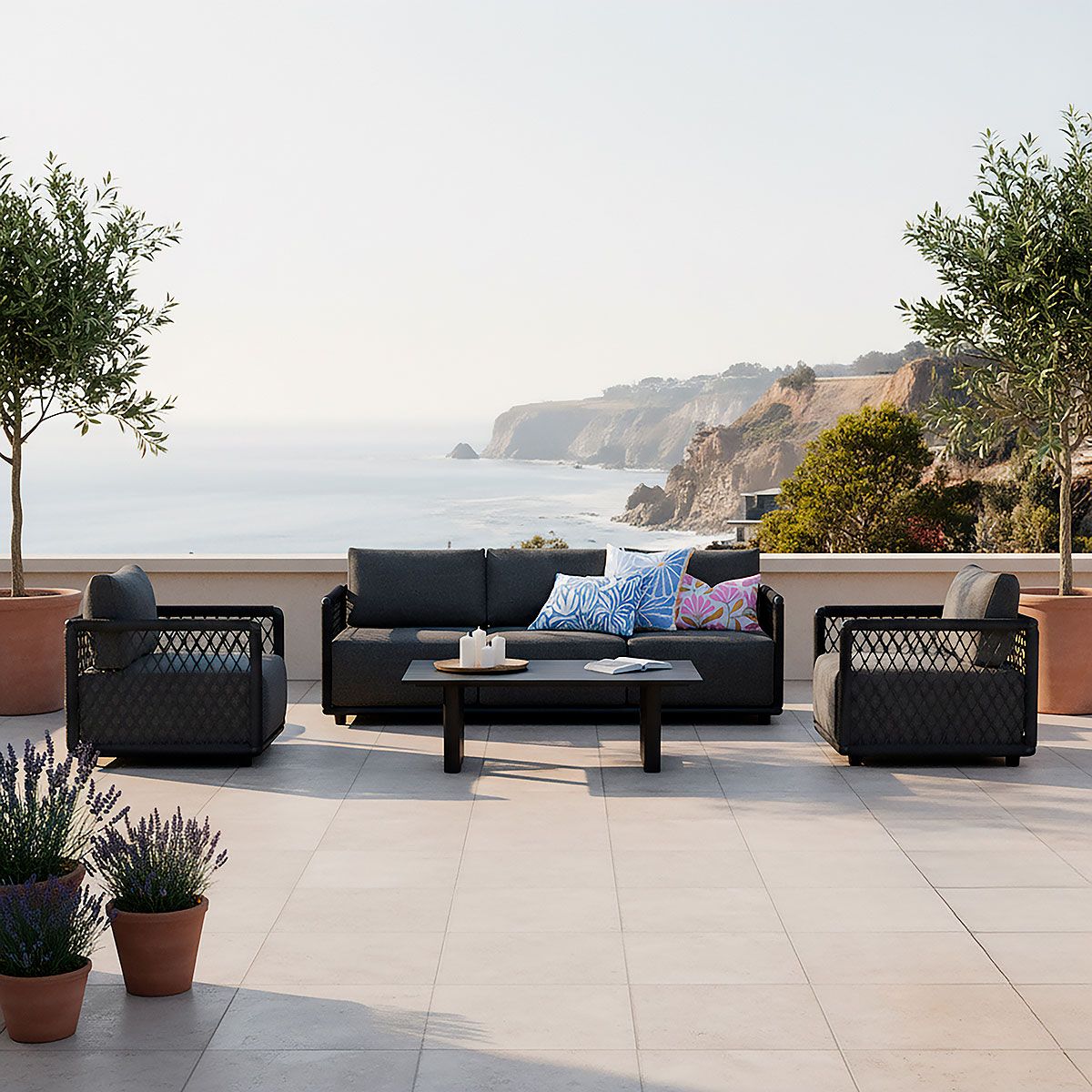 ROSEN - Set de Living de Terraza Karpen 4 Piezas Charcoal