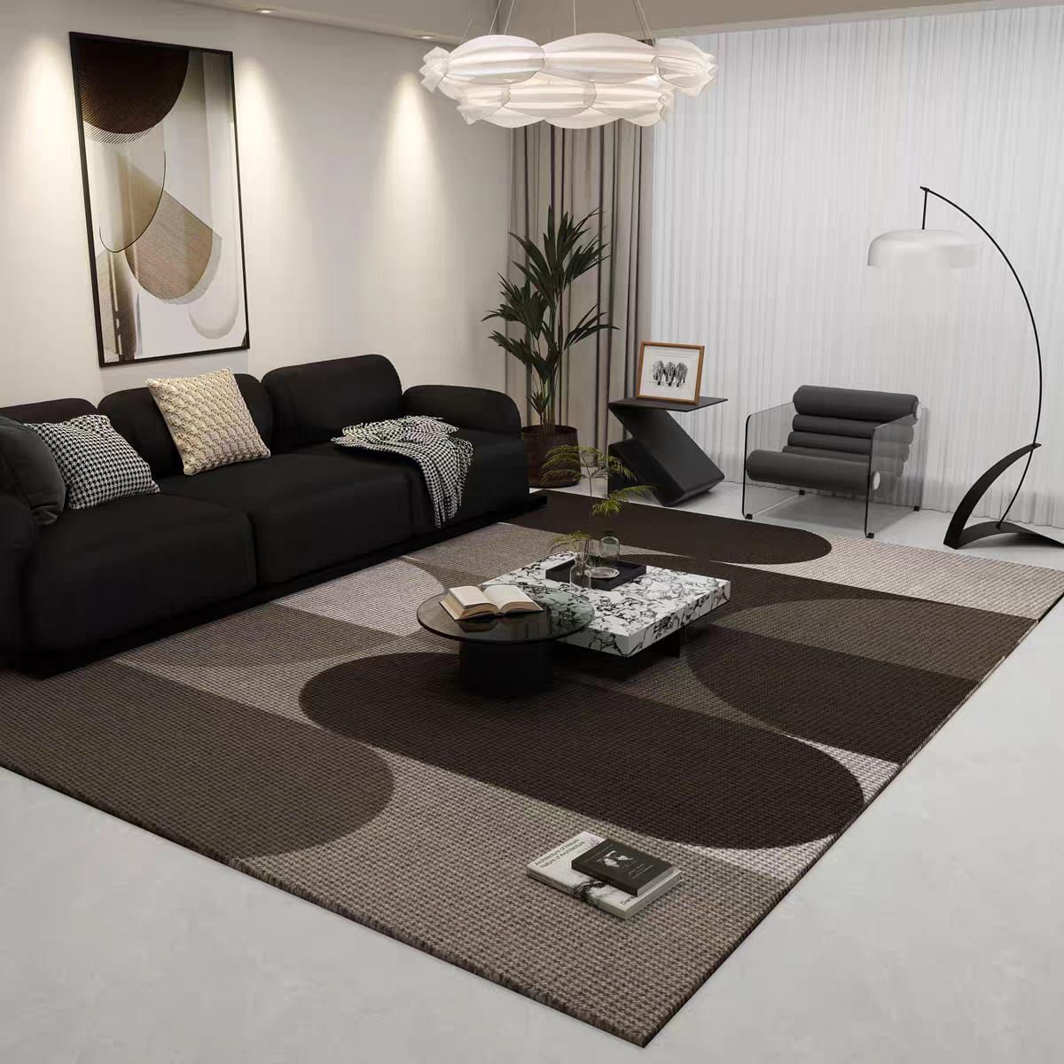 GENERICO - ALFOMBRA CON DISEÑO 150X200 TONOS NEUTROS ELEGANTE MODERNA  MP
