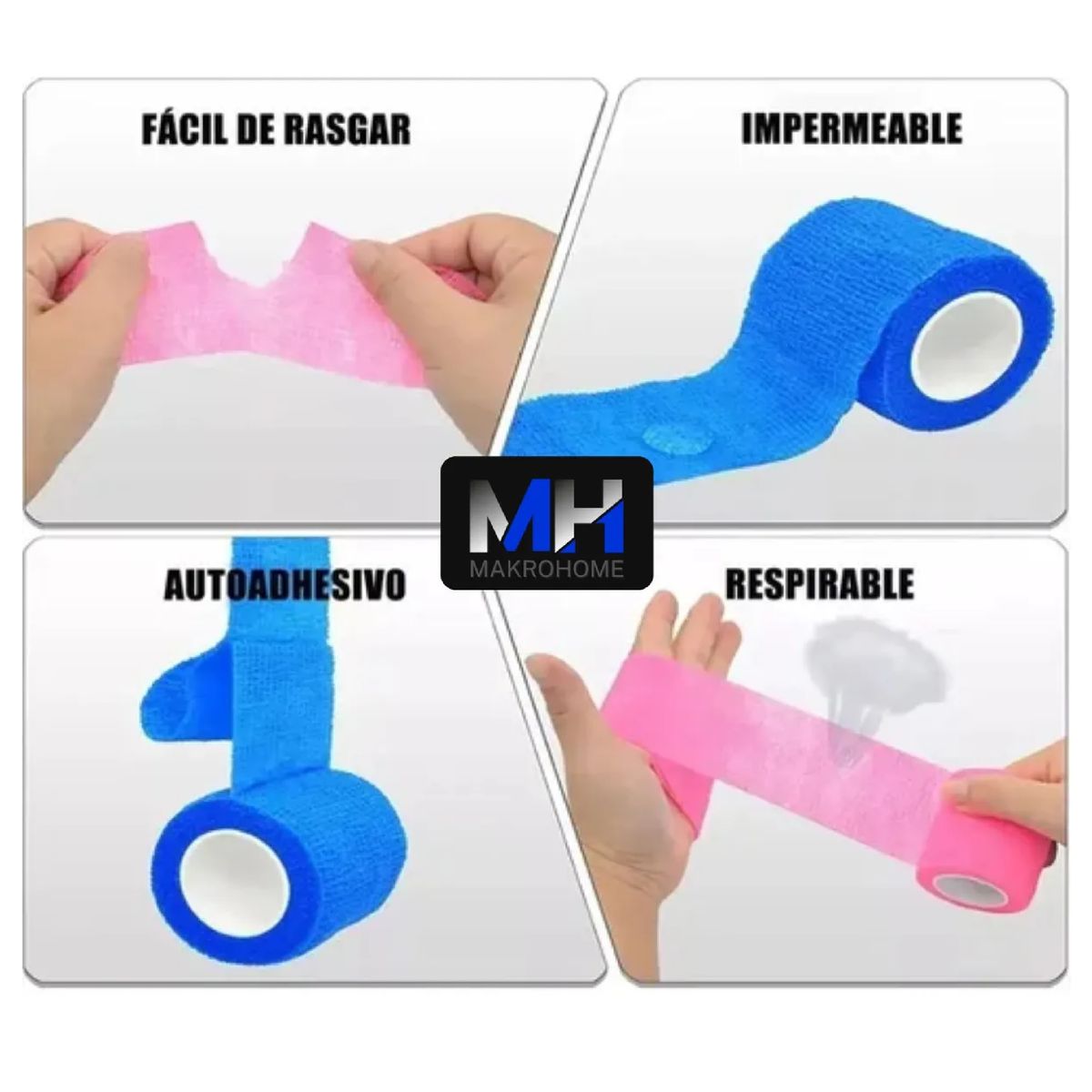 GENERICO - Pack X6 Cinta Para Vendaje Venda Coban Deporte 10cm X450cm Violeta