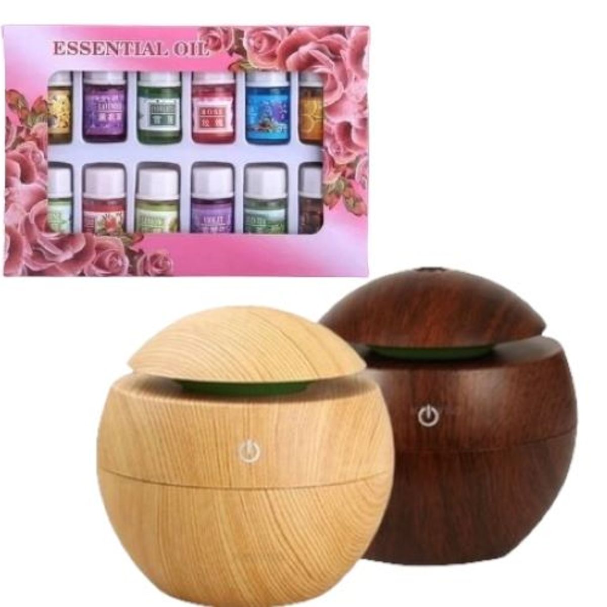 GENERICO - Pack De 2 Humidificadores Aroma Difusor + 12 Aceites Esencias