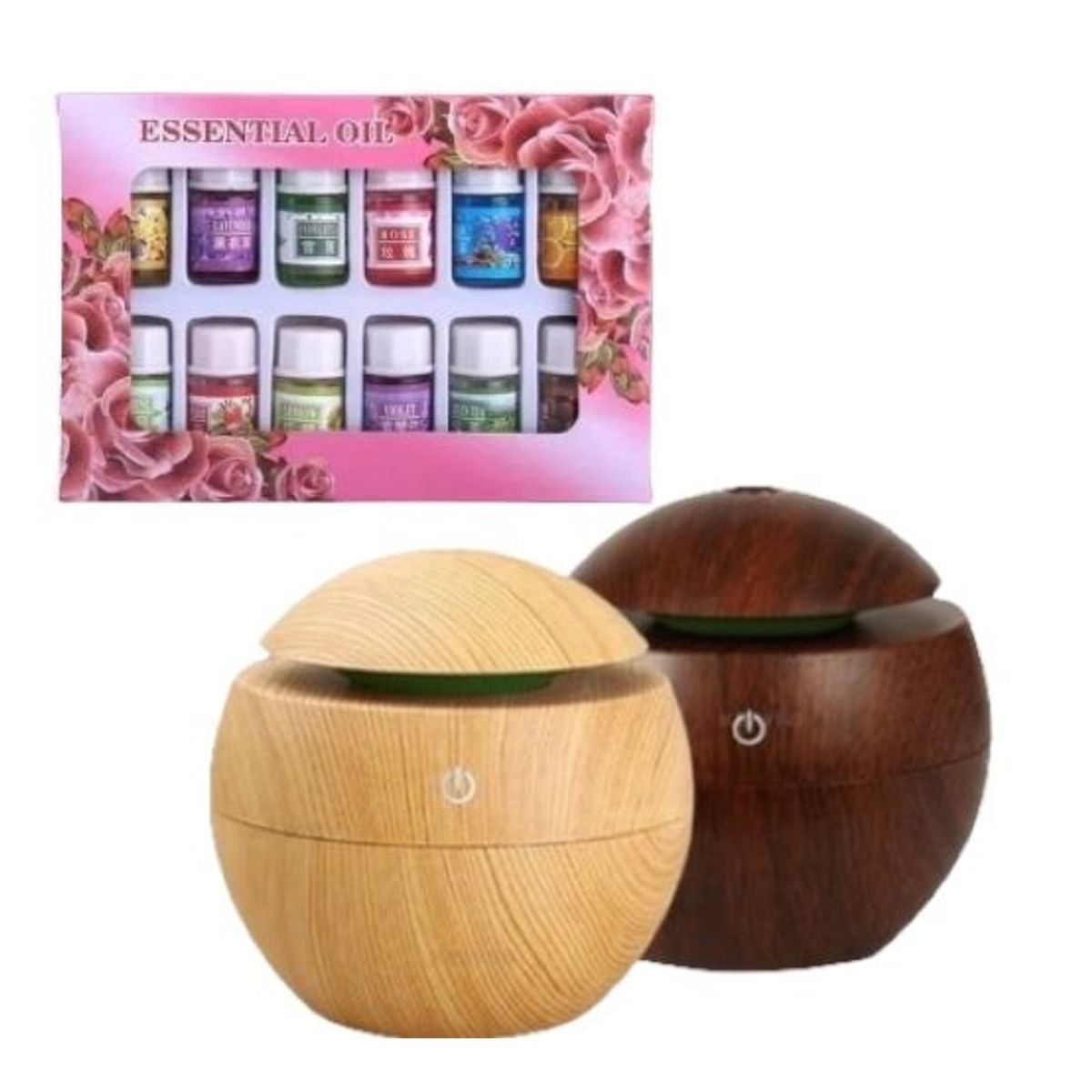 GENERICO - Pack De 2 Humidificadores Aroma Difusor + 12 Aceites Esencias