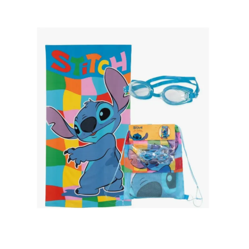 MASHINI - Toalla De Playa Infantil 70x140 Con Lentes De Agua Stitch Groo