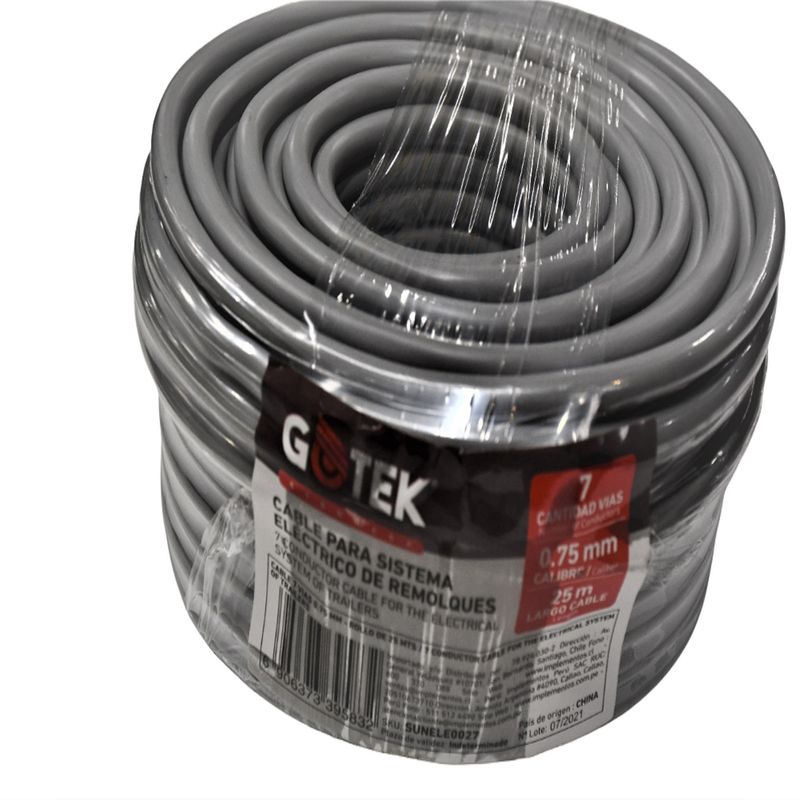 GOTEK - Cable Para Sistema Eléctrico Remolque 7 Vías 075mm - 25m
