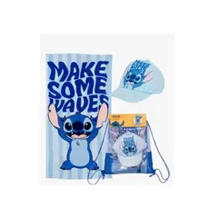 MASHINI - Toalla De Playa Infantil Con Bolso 70x140 gorra Stitch Olas